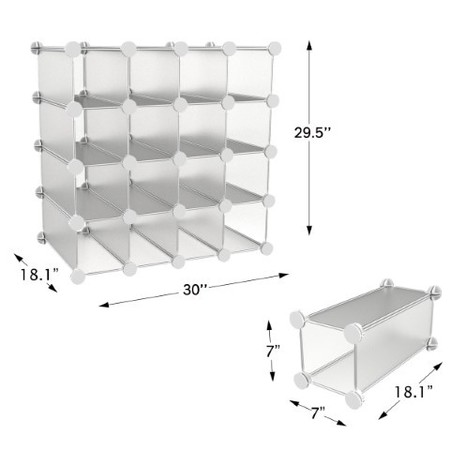 Hastings Home 16-piece Interlocking Storage Cubby, Modular Plastic Shoe Organizer Shelf and Closet Storage Bin 527669XUB